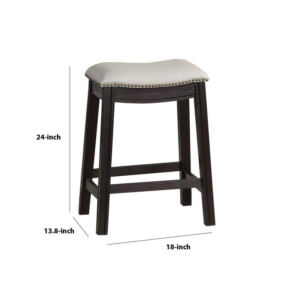 Adjustable Gray Leather Swivel Saddle Counter Stool Set of 2