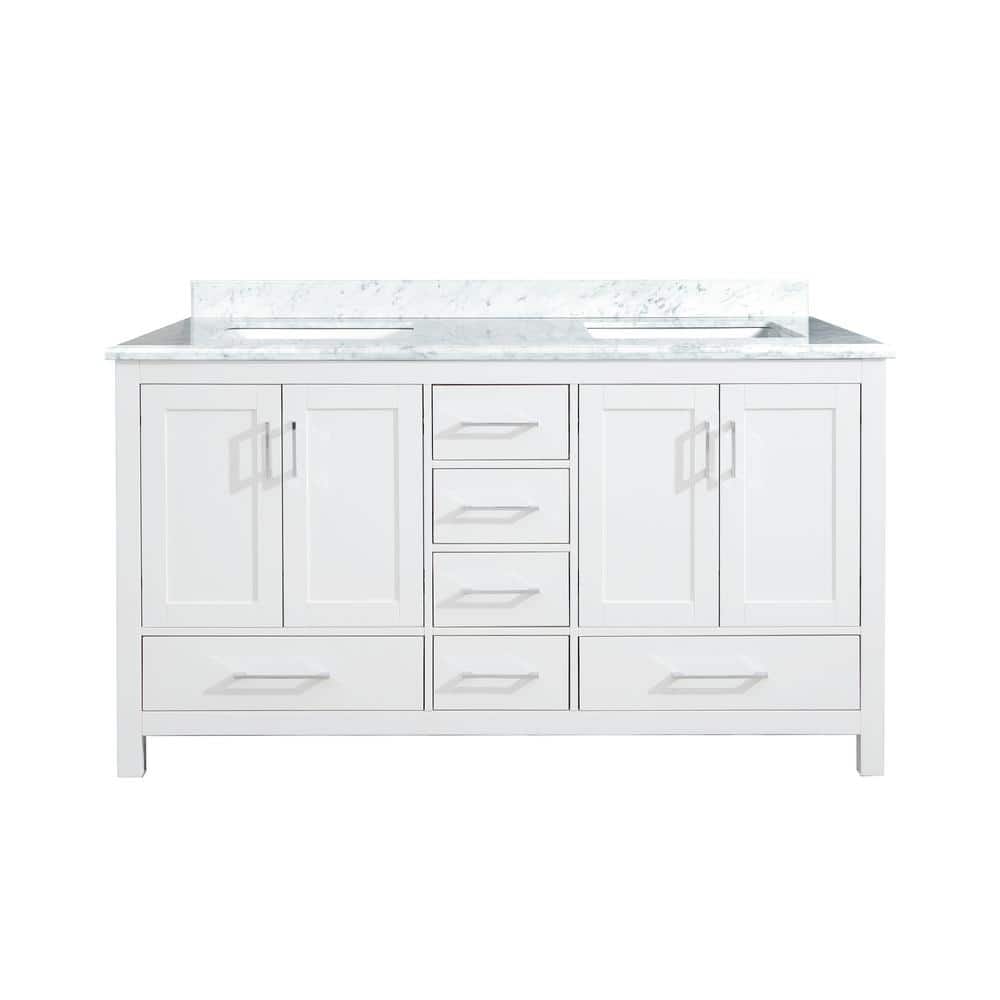 SERA BATHROOM DESIGN 60-in Caen Bath Vanity with Carrara Marble Top ...