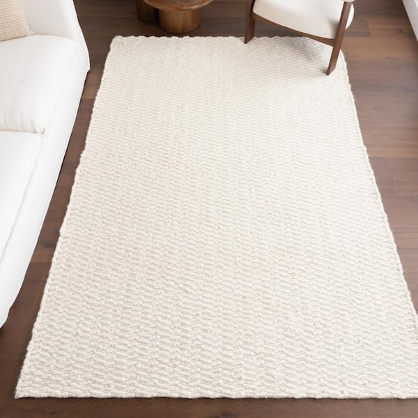 Sutton Solid Chevron Ivory 10 ft. x 14 ft. Indoor Area Rug