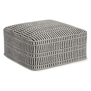 Safford Square Woven Pouf in Black and White Recycled PET Polyester
