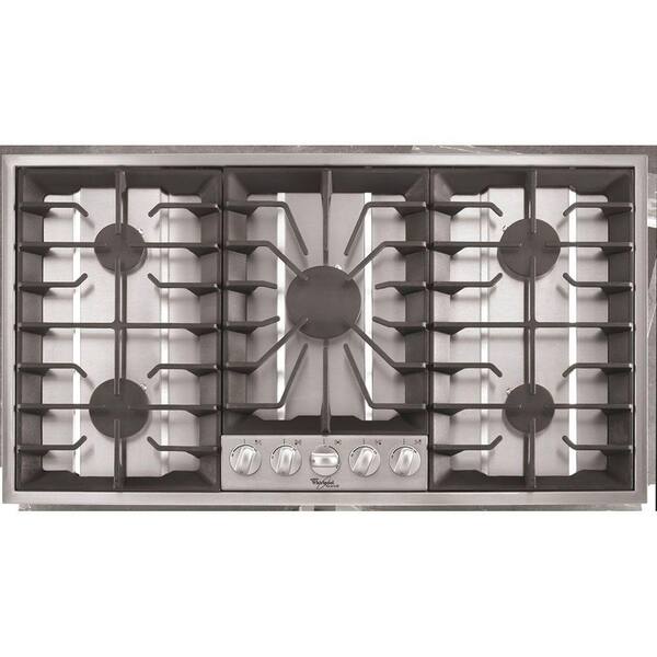 Whirlpool Gold 36 in. Gas Cooktop in Stainless Steel with 5 Burners Including Power Burners