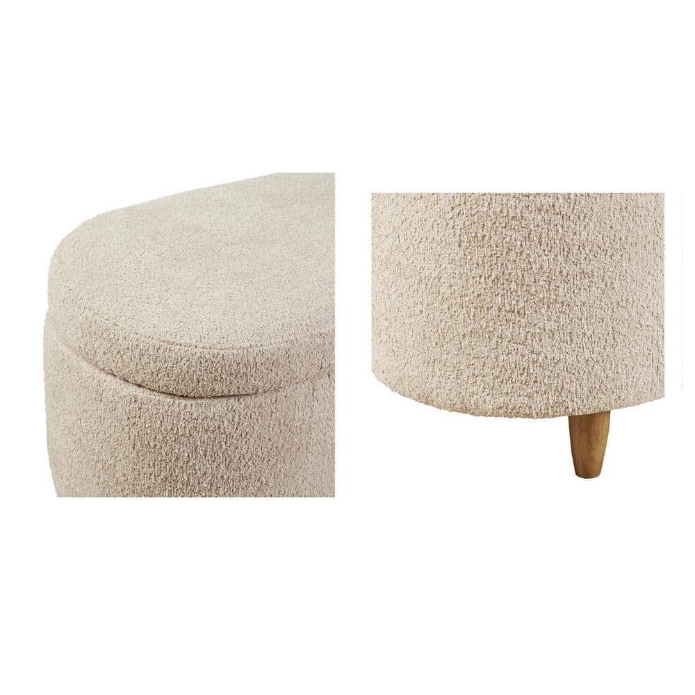 Bailey 48" Beige Boucle Flip Top Storage Bench