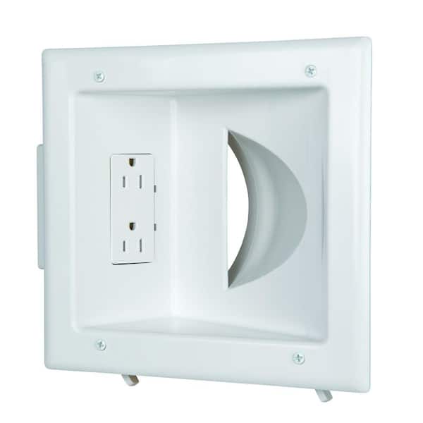 CE TECH Low-Voltage Recessed Media Plate with Duplex Receptacle
