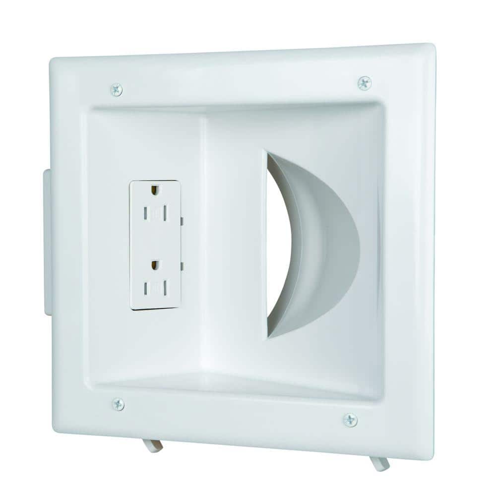 Commercial Electric White 1-Gang 1-Decorator/Rocker/1-Duplex;Cable Pass-Through  Wall Plate (1-Pack) 5310-WH - The Home Depot