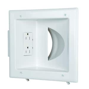 White 1-Gang 1-Decorator/Rocker/1-Duplex;Cable Pass-Through Wall Plate (1-Pack)