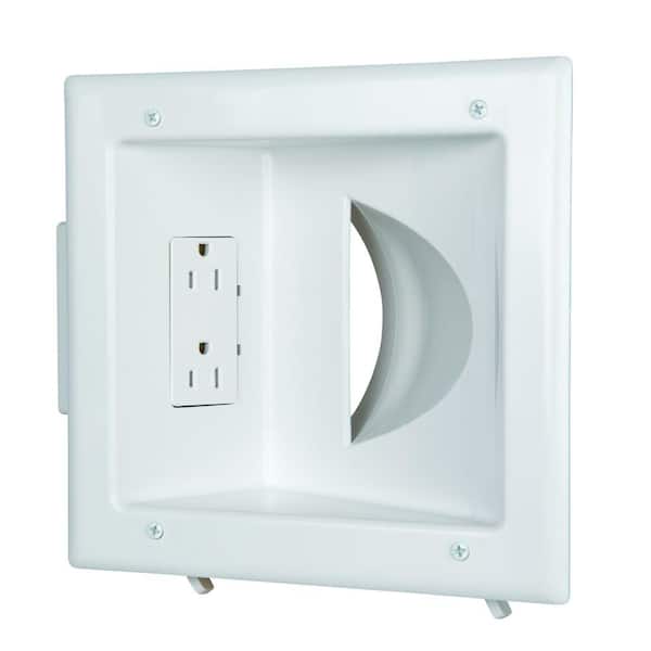 Commercial Electric White 1-Gang 1-Decorator/Rocker/1-Duplex;Cable Pass-Through Wall Plate (1-Pack)