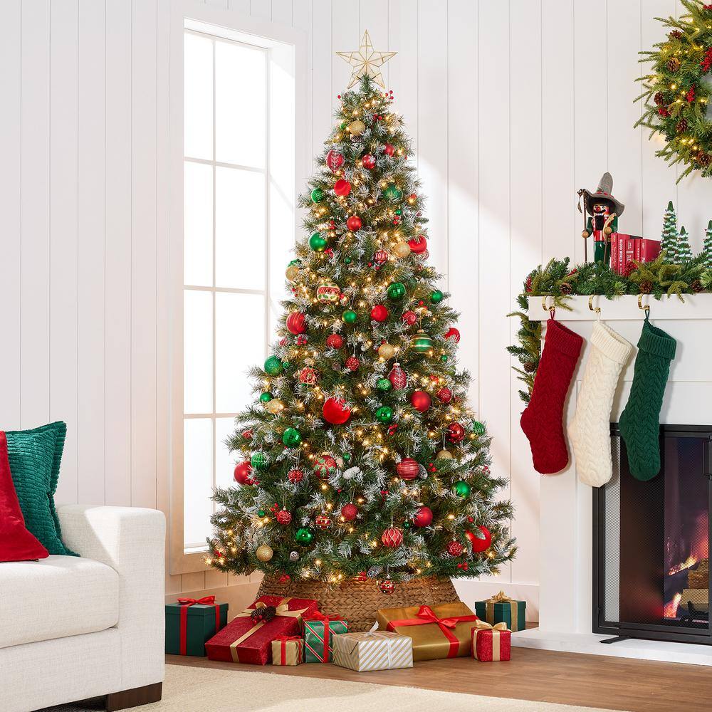 7.5ft Pre-Lit White Flocked Pine Christmas Tree with Lights