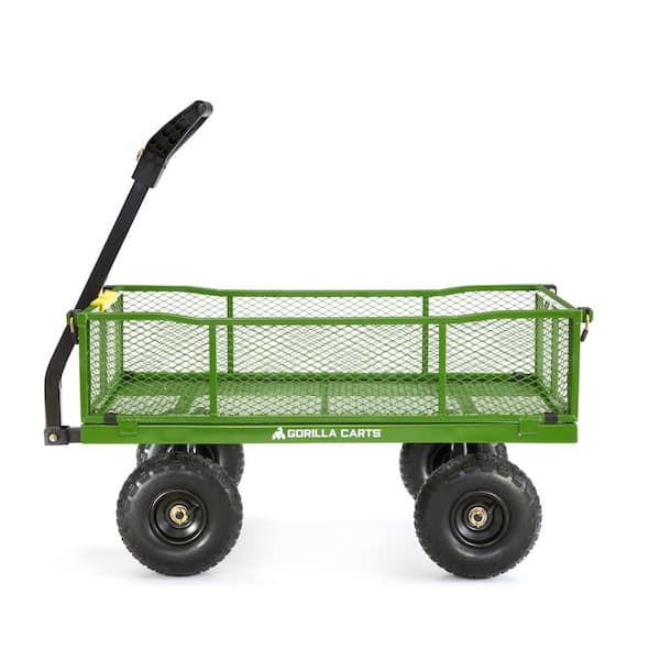Gorilla Carts Heavy-Duty Steel Utility Cart with Removable Sides and 13"" Tires for sale online 