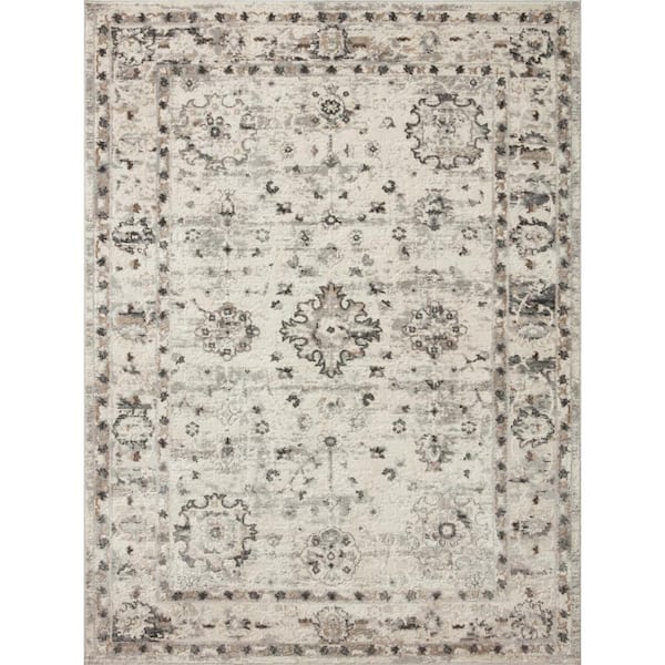 LOLOI II Estelle Ivory/Stone 18 in. x 18 in. Sample Square Oriental Area Rug