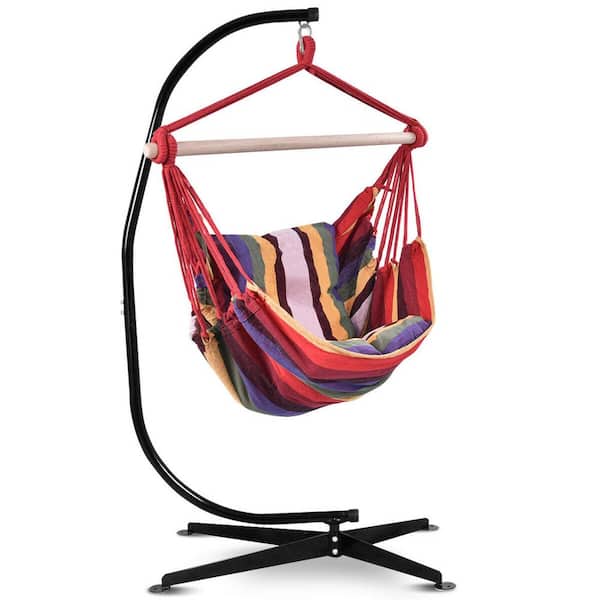 Red Deluxe Hammock Rope Chair Patio Porch Yard Tree Hanging Air Swing Outdoor Red Deluxe Hammock Rope Chair Patio Porch Yard Tree Hanging Air Swing Outdoor