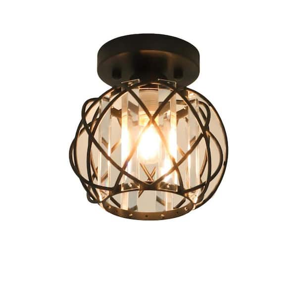 7 in. 1-Light Semi Flush Crystal Small Mount Ceiling Light Hallway Light Fixtures Ceiling Lighting Chandelier for Foyer