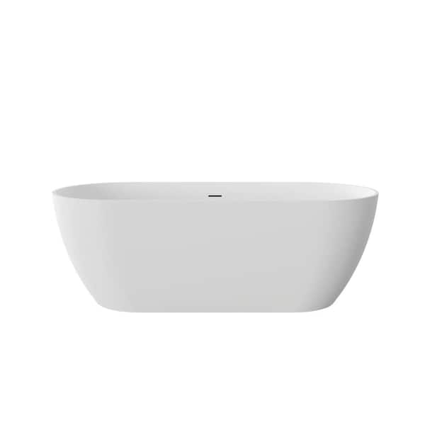 63 in. x 29.5 in. Acrylic Freestanding Soaking Bathtub with Center Drain in White, cUPC Certified