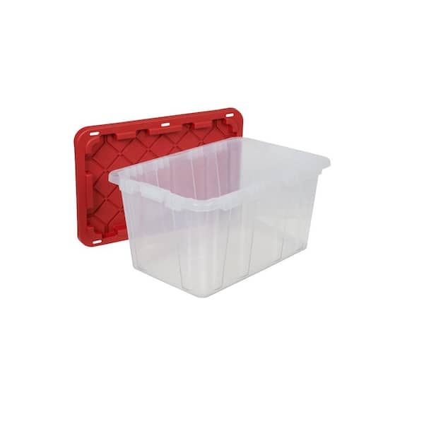 HDX 27 Gal. Storage Tote in Clear with Yellow Lid 206231 - The
