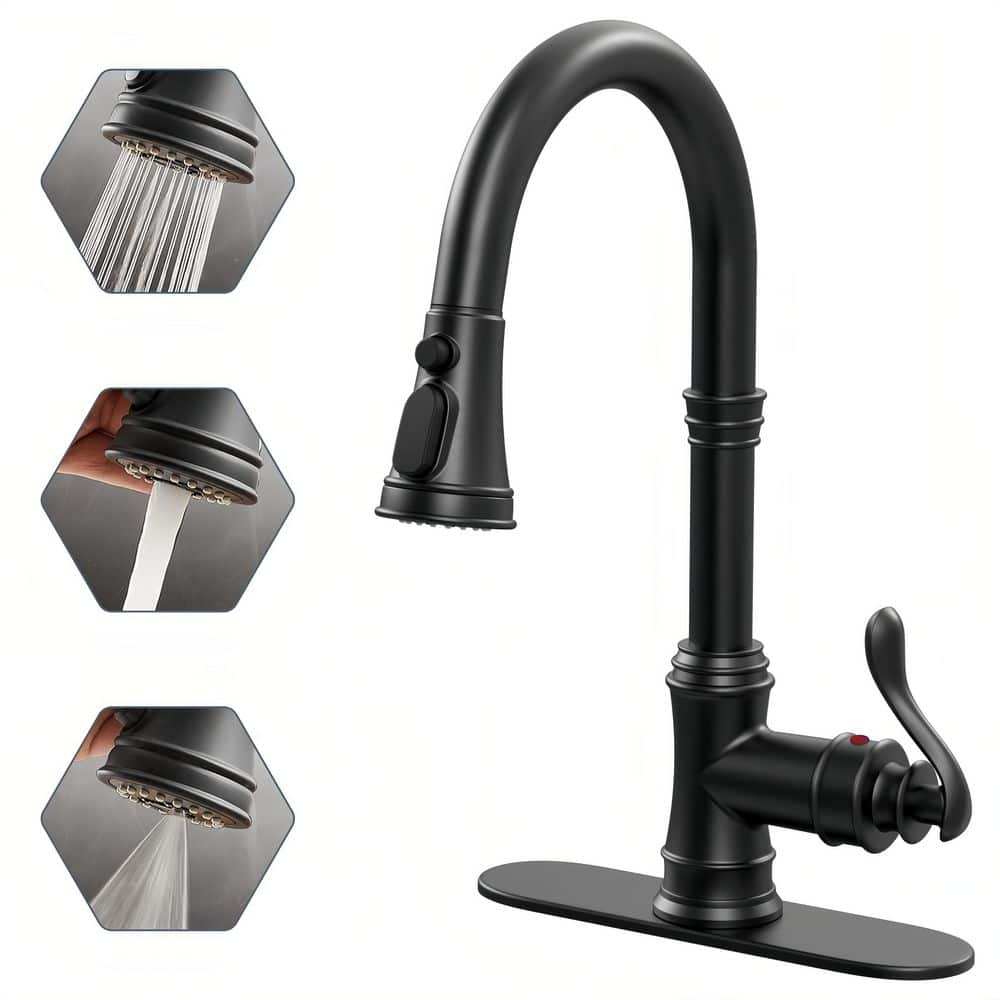 Single Handle Pull Down Sprayer Kitchen Faucet with Spot Resistant in Matte Black price history on PriceWatchPro