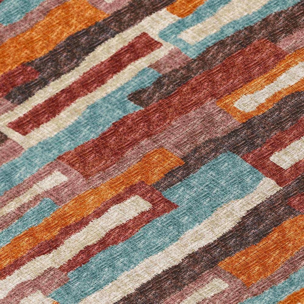 Paprika Geometric Chenille 8' x 10' Washable Area Rug