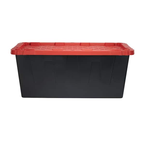 HDX 38 Gal. Tough Storage Tote in Black with Yellow Lid 206114