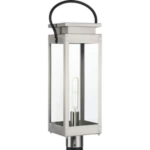 Gables 1-Light Stainless Steel Clear Glass Traditional Outdoor Post Lantern Light