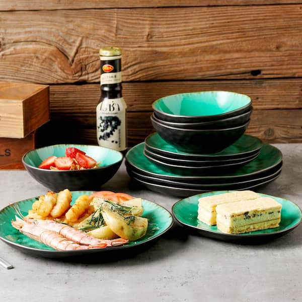 vancasso COCO Dinnerware Set of 12 Stoneware Bowl & Plate Set Dinner Service Set 