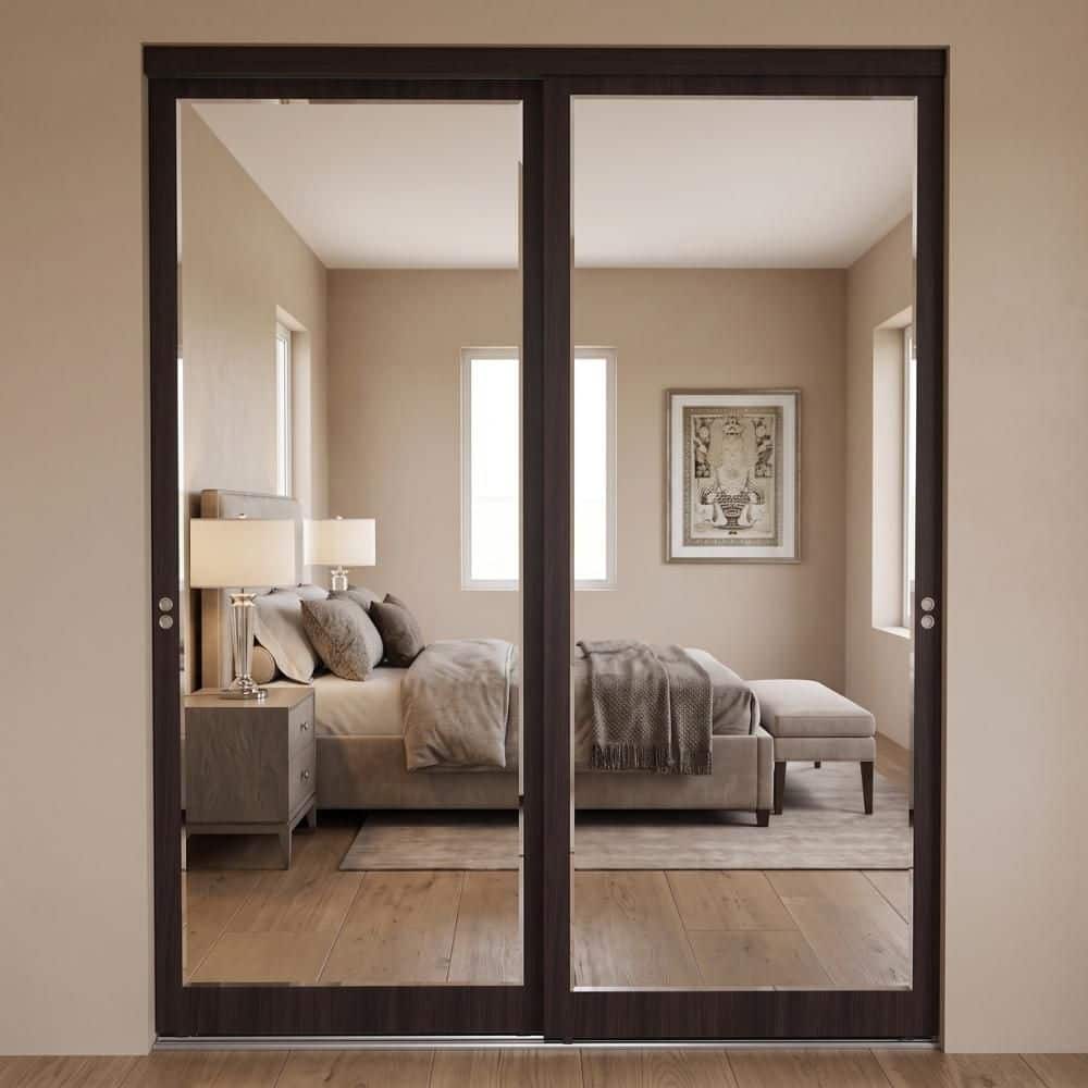 Impact Plus 48 in. x 80 in. Mir-Mel Mirror Solid Core Espresso MDF
