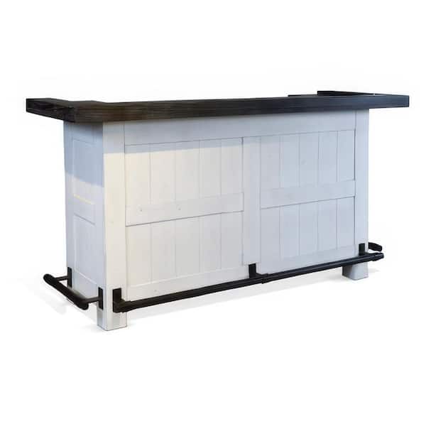 Orso 78 Inch White Solid Wood Freestanding Home Bar Counter Storage Bar Table