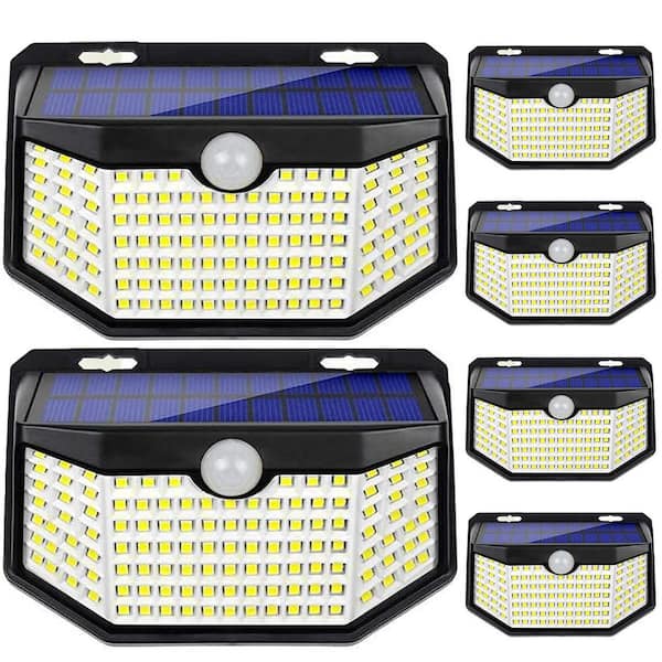 Angel Sar 120 LEDs Motion Sensor Lights, 270° Wide Solar Wall Lights, IP65 Waterproof Spot Lights with 3 Lighting Modes (6-Pack)