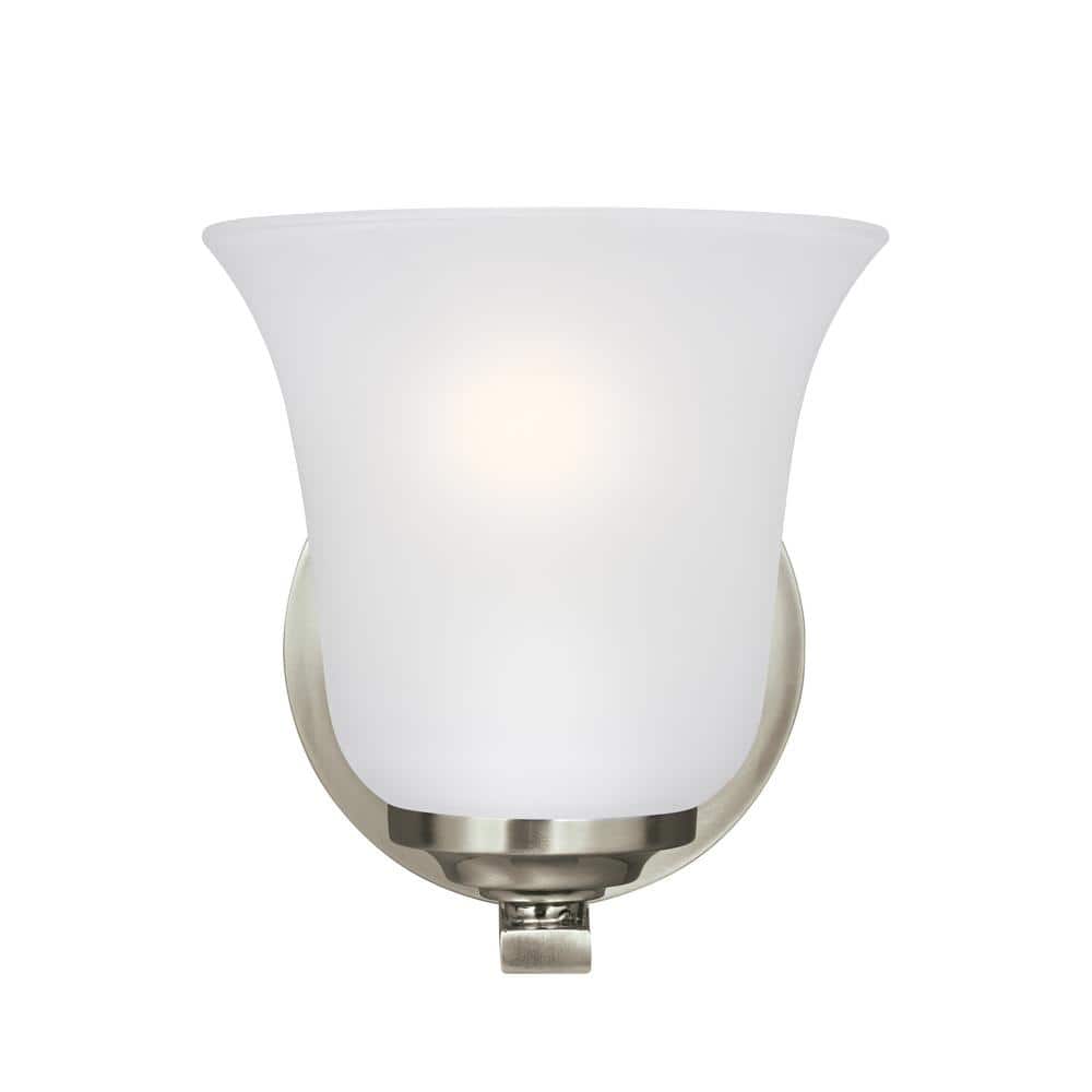 Brushed Nickel 6" LED Wall Sconce with Satin Etched Glass