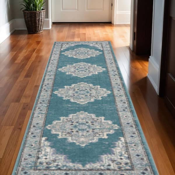 2 X 10 Gray Oriental Washable Area Rug Runner Rug