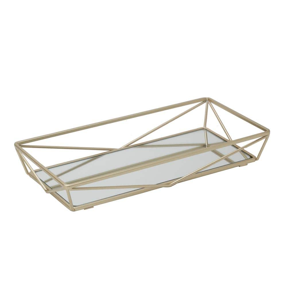 Home Details Geometric Design Mirror Vanity Tray in Gold 26418-SGOLD ...