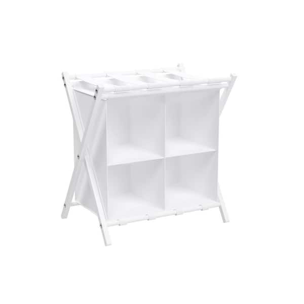 Numhew White Luggage Rack with Storage, Folding Suitcase Stands, Space Saving Suitcase Holders for Bedroom and Hotel