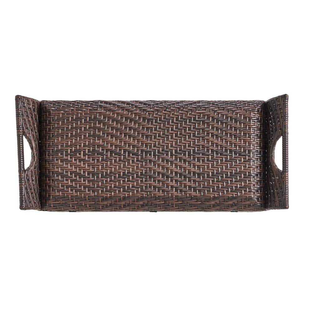 Wing 42" Multi-Brown Wicker Water-Resistant Outdoor Storage Bench