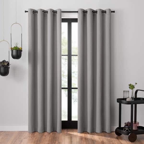 Umbra Ulysses Cement Polyester Wave Geometric 50 in. W x 95 in. L Grommet Light Filtering Curtain (Single Panel)