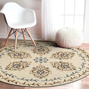 Dazzle Medallion Ivory 6 ft. x 6 ft. Indoor Round Area Rug