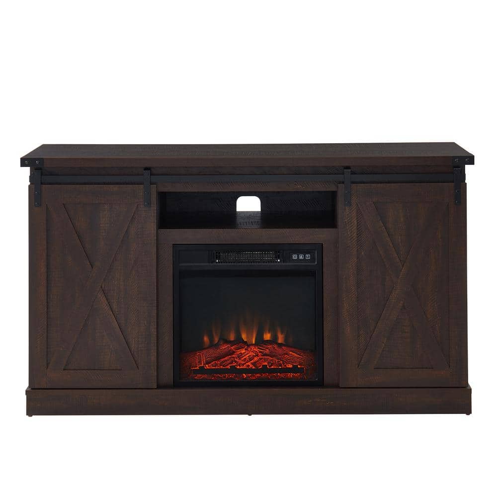 48 in. Freestanding Wooden Storage Electric Fireplace TV Stand in Expresso 