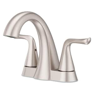 Willa 4 in. Centerset 2-Handle Bathroom Faucet in Spot Defense Brushed Nickel