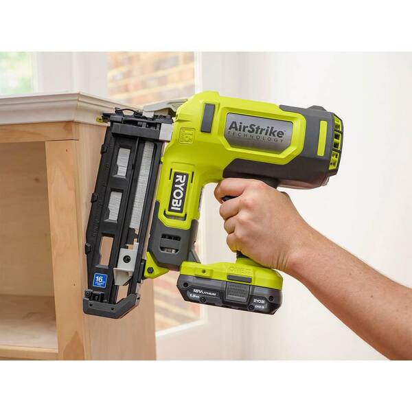 RYOBI ONE+ 18V Cordless 16-Gauge Cordless Straight Finish Nailer and 2.0 Ah Compact Battery Starter Kit