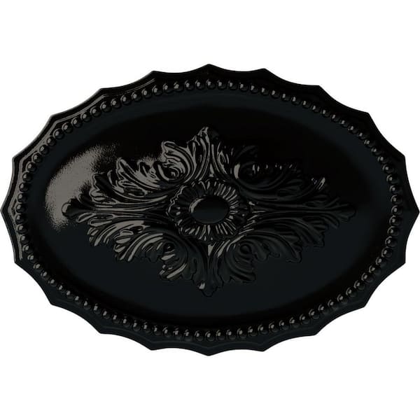Ekena Millwork 16-7/8 in. W x 11-3/4 in. H x 1-1/2 in. Oxford Urethane Ceiling Medallion, Black Pearl