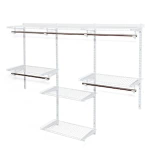 72 in. W Adjustable Closet Organizer System White Wall Mounted Wire Closet System with Shelf
