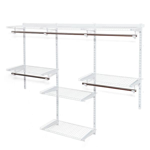Boyel Living 72 in. W Adjustable Closet Organizer System White Wall Mounted Wire Closet System with Shelf