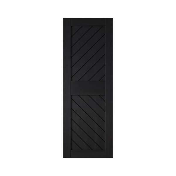 XT3 26 in. x 84 in. C-Panel Solid Core Black Slanted Stripe Design Pine Wood Interior Sliding Barn Door Slab