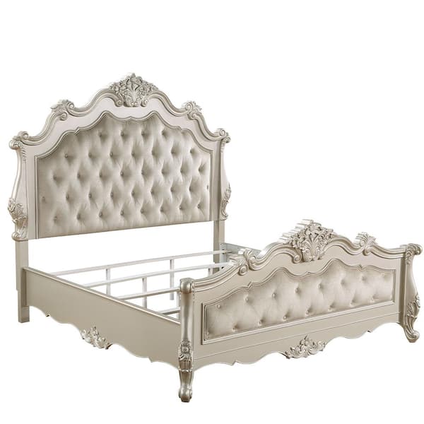 Acme Furniture Bently White Wood Frame Queen Panel Bed