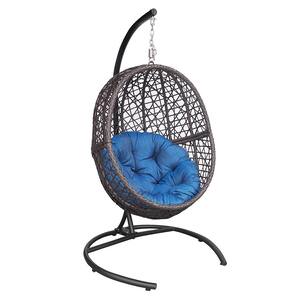 Indoor Outdoor Large Wicker Hanging Egg Chair with Stand PE Rattan Big Swing Hammock Bird Nest Egg Chairs w/Cushion,Navy