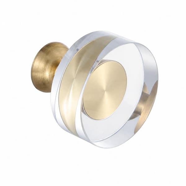 clear and gold dresser knobs LAIFUCAM Geometric 1-1/4 in. Dia 12-Pack Glass Crystal Round Brass Drawer Modern Luxury Cabinet Pulls 25BSA11339 Available in Gold