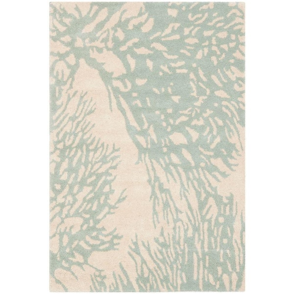 SAFAVIEH Bella Beige/Blue Doormat 2 ft. x 3 ft. Floral Solid Area Rug