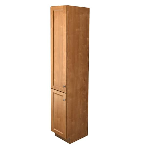 KraftMaid 15 in. W Tall Vanity Linen Cabinet in Praline Stain