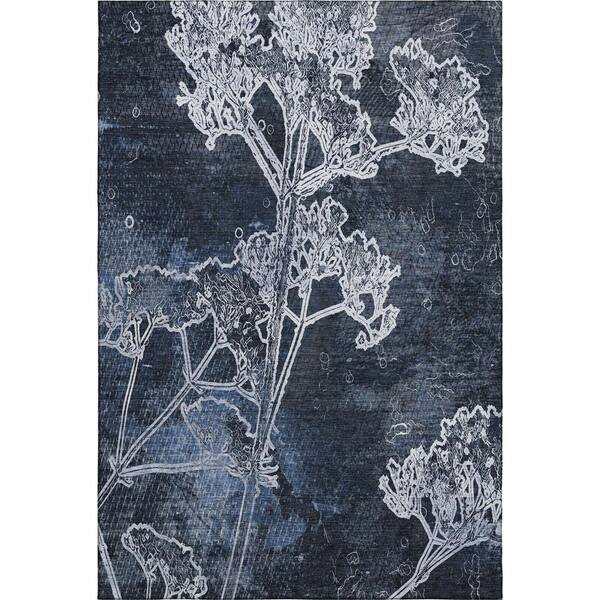 Mayfield Premium Machine Washable Abstract AMF2239 Navy 9 ft. x 12 ft. Area Rug