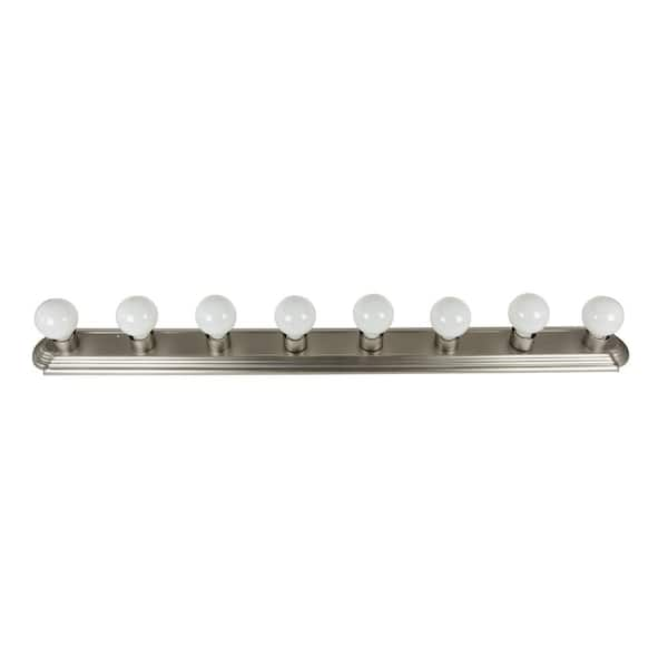 Sunlite 48 in. 8-Light Brushed Nickel UL Listed Globe Style Indoor Vanity Light Fixture