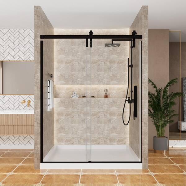 VANITYFUS 60 in. W x 76 in. H Single Sliding Frameless Shower Door