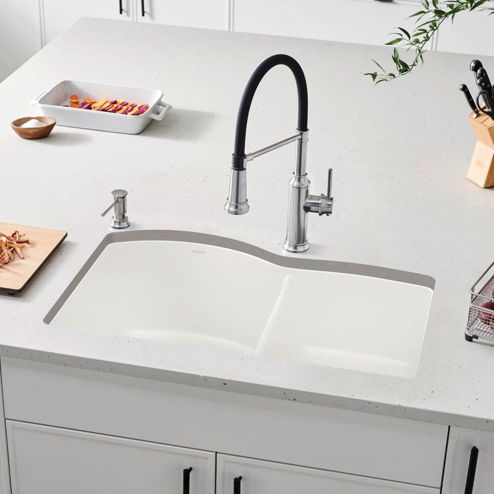 Cinder Gray Granite Composite Double Bowl Undermount Kitchen Sink