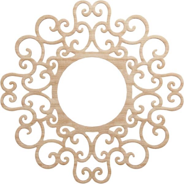 Ekena Millwork 24 in. x 24 in. x 1/4 in. Reims Wood Fretwork Pierced Ceiling Medallion, Alder