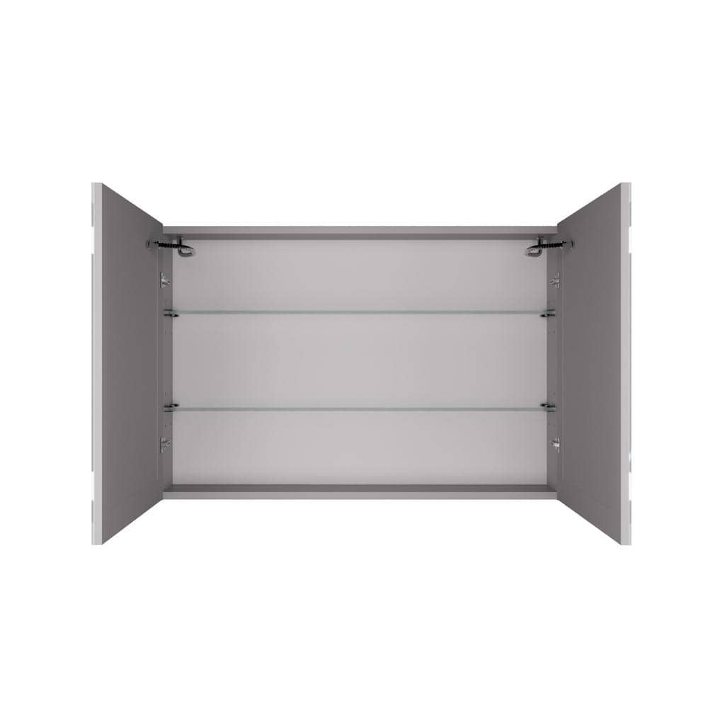 Silver Aluminum LED Medicine Cabinet with Mirror and Bluetooth Speaker